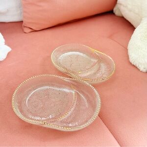 Two Antique Glass Jeannette Coaster Spoon Rests